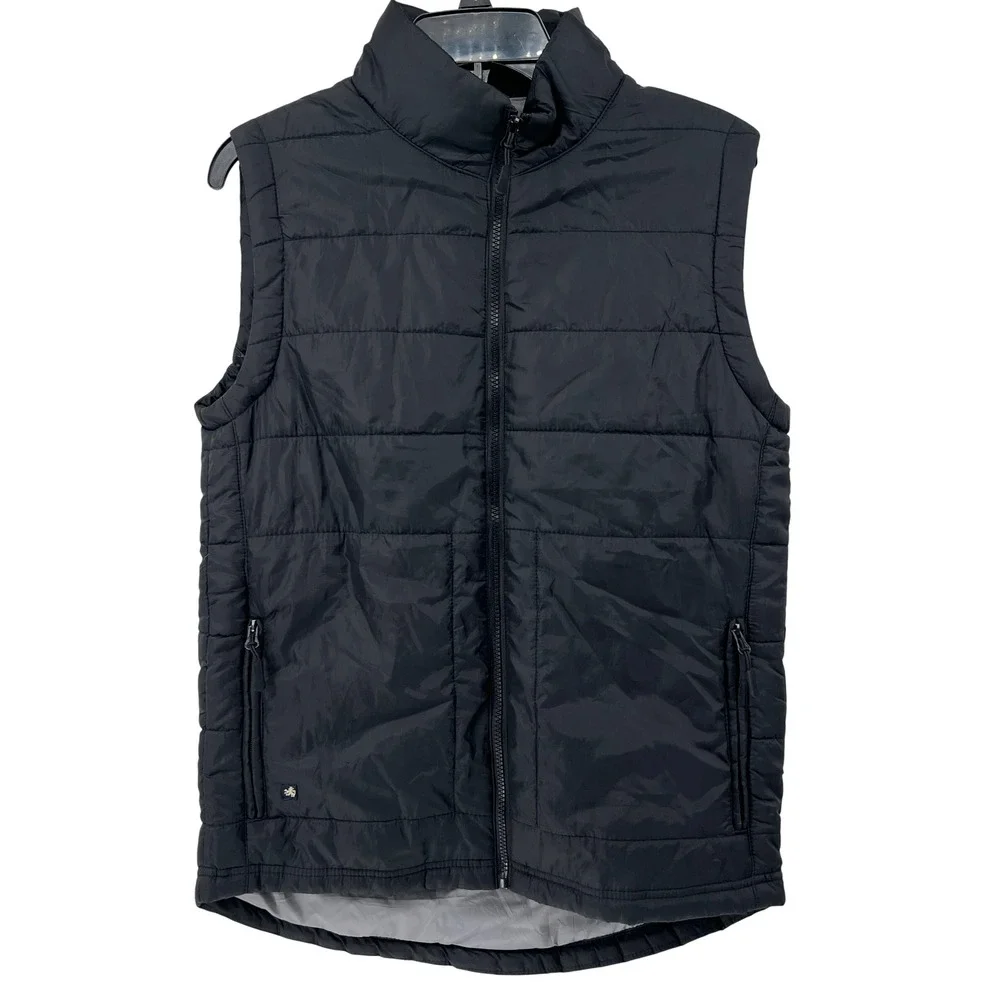 Nat Nast Mens Black Quilted Puffer Vest Full Zip Stand Collar Small‎ RN 136581